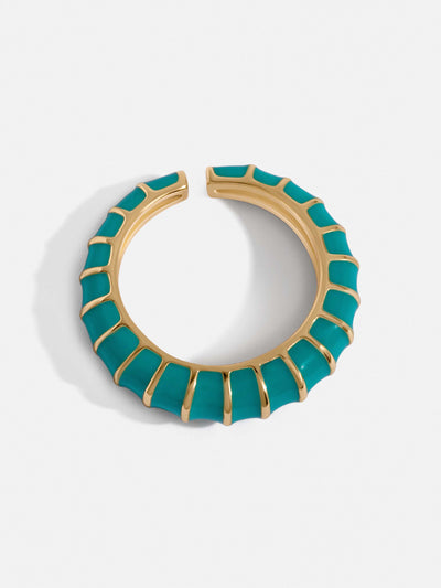 Gold pave ring with turquoise and gold spirals. Adjustable to fit you and make you look fabulous.