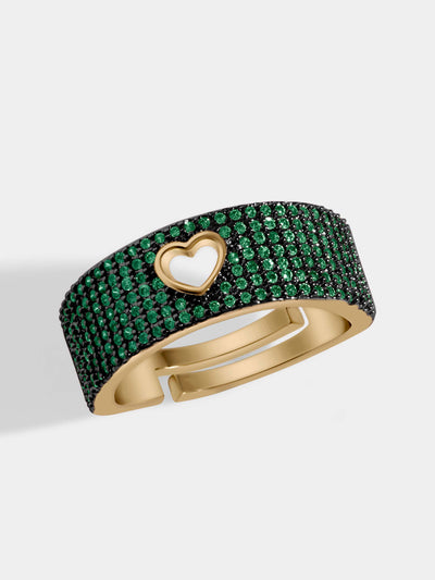 Bring up your pink, orange or purple phone case because they will notice this beautiful heart emerald ring immediately. Is adjustable so it will always fits you.
